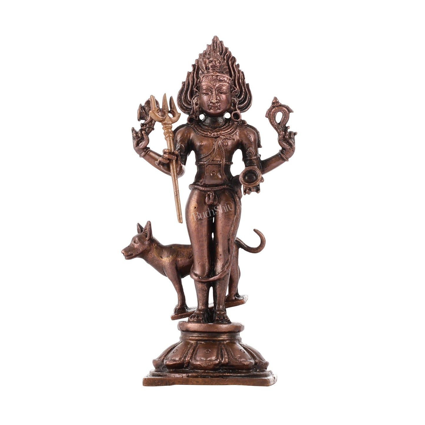 Pure Copper Kaal Bhairava Idol | Height 5.5 inch | BudhShiv Brass Handicrafts - Budhshiv.com