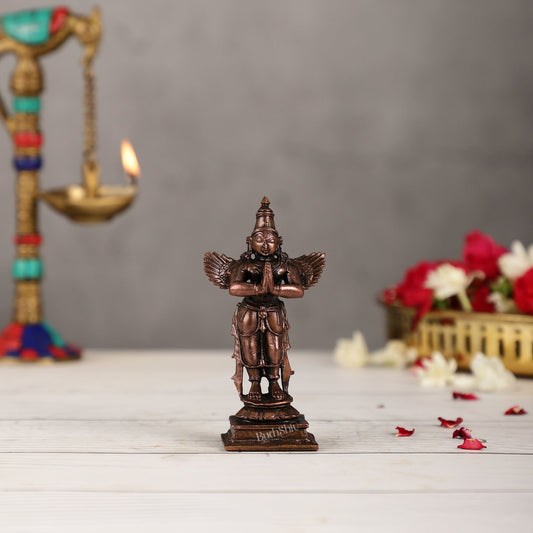 Pure Copper Standing Blessing Garuda Idol | Height 4 inch | BudhShiv Brass Handicrafts - Budhshiv.com