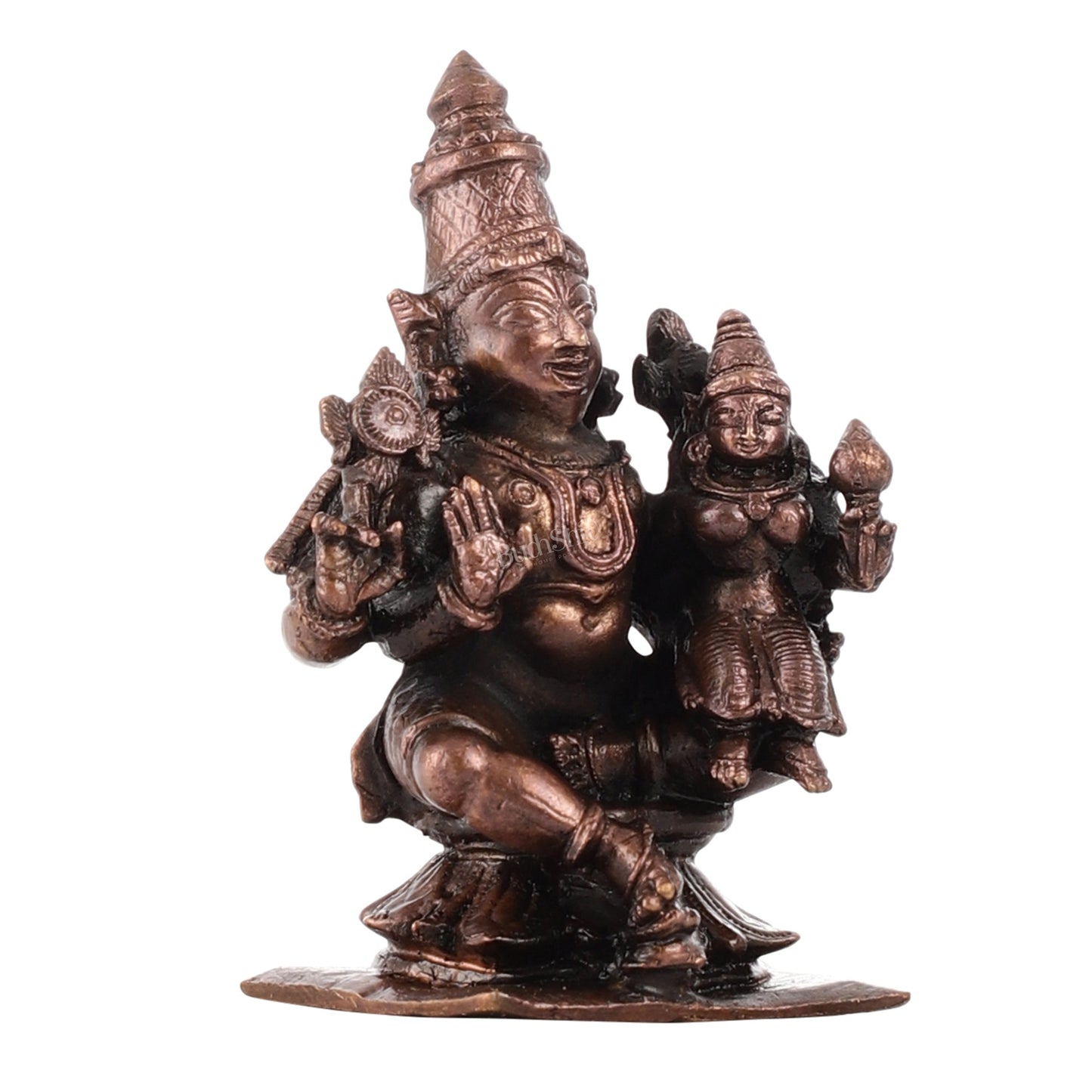 Pure Copper Vishnu Lakshmi Idol | Height 3 inch | BudhShiv Brass Handicrafts - Budhshiv.com