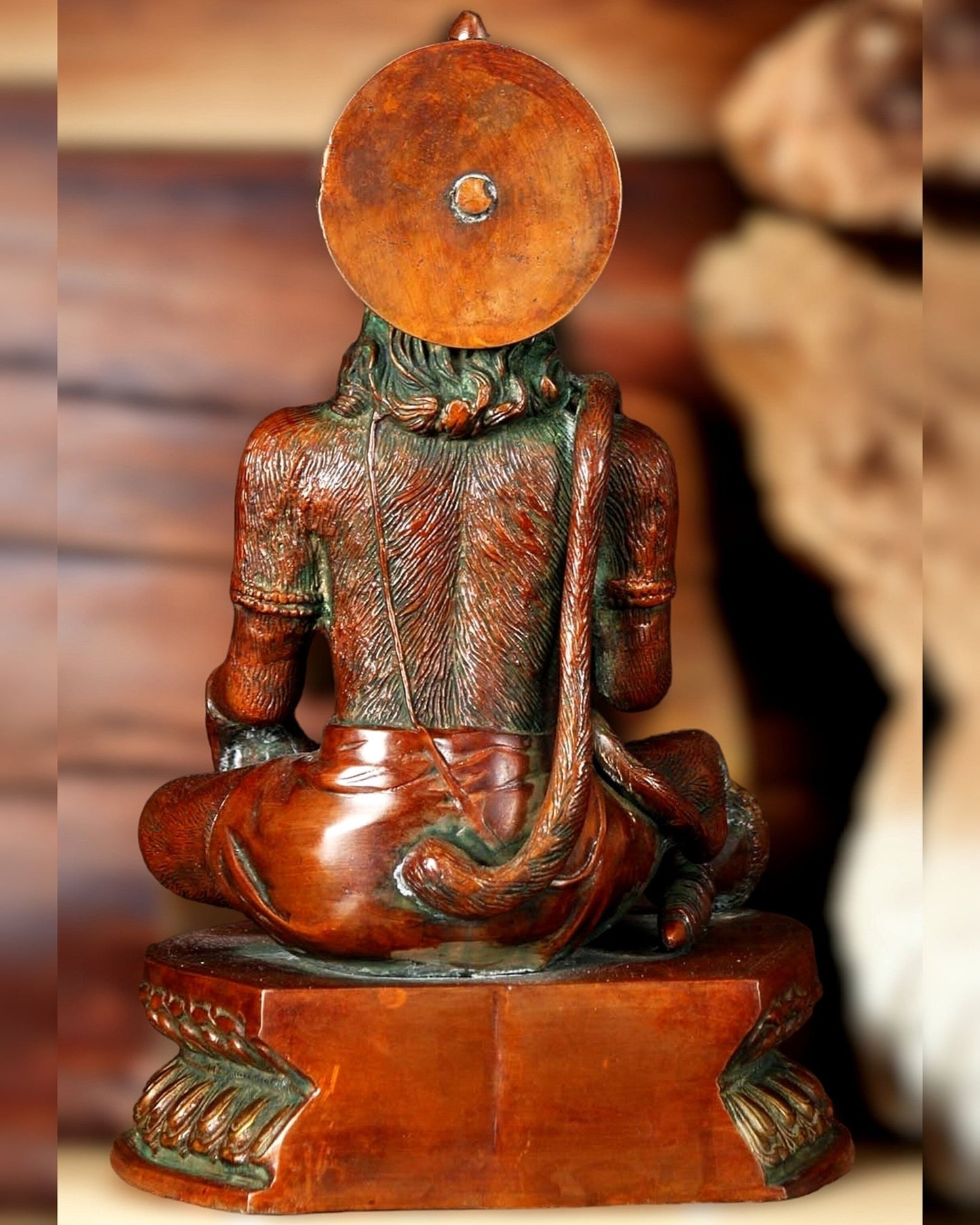 Sacred Pure Brass Blessing Hanuman Idol - 14" - Budhshiv.com