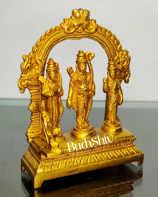 Sacred Pure Brass Ram Darbar - Ideal for Your Mandir - Height 6.5 Inches - Budhshiv.com