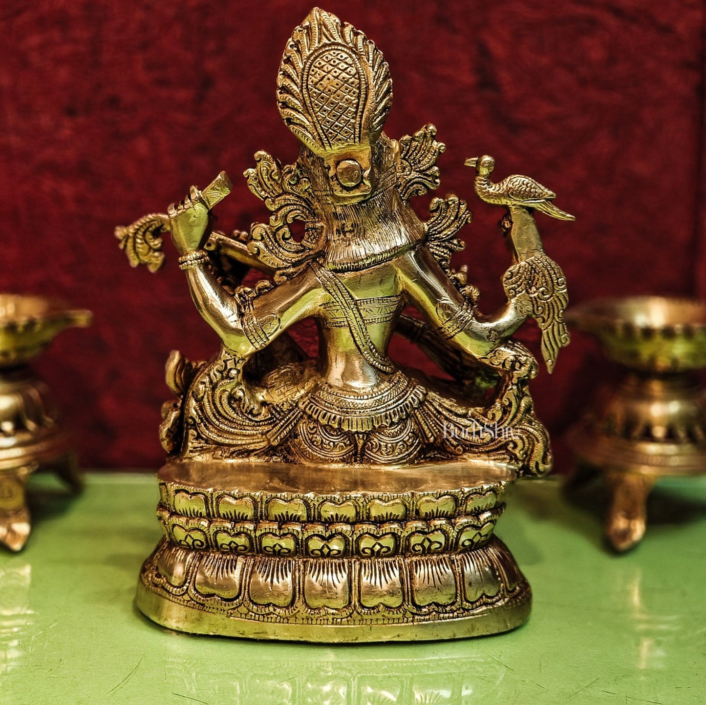 Saraswati brass idol 11 inches - Budhshiv.com