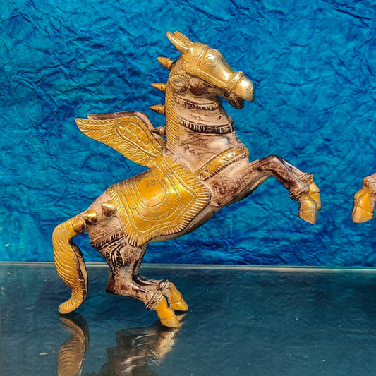Set of Two Angel Flying Horses - Antique Finish - Budhshiv.com