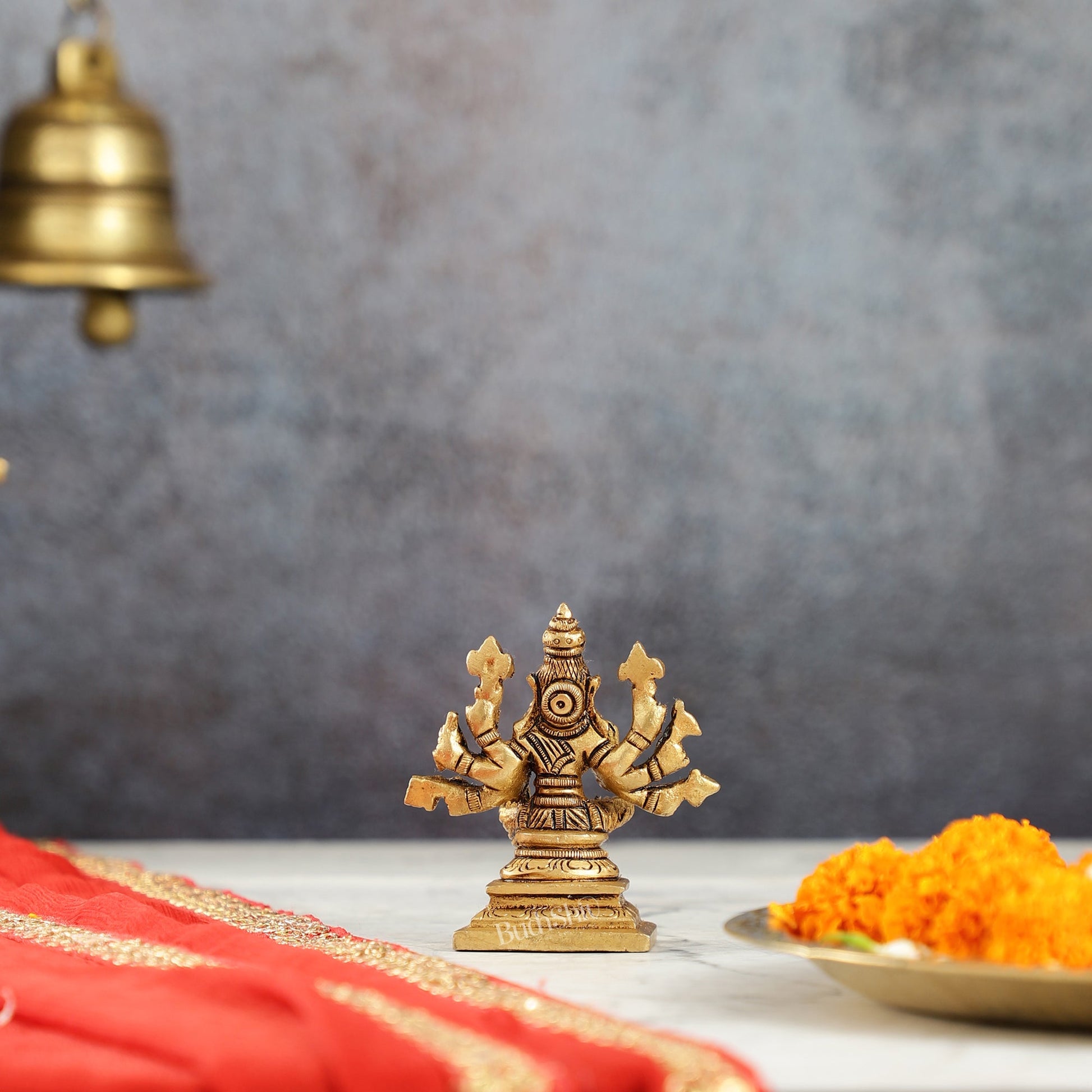 Small Brass Superfine Varahi Idol | 3.5" Height | Intricate Detail - Budhshiv.com