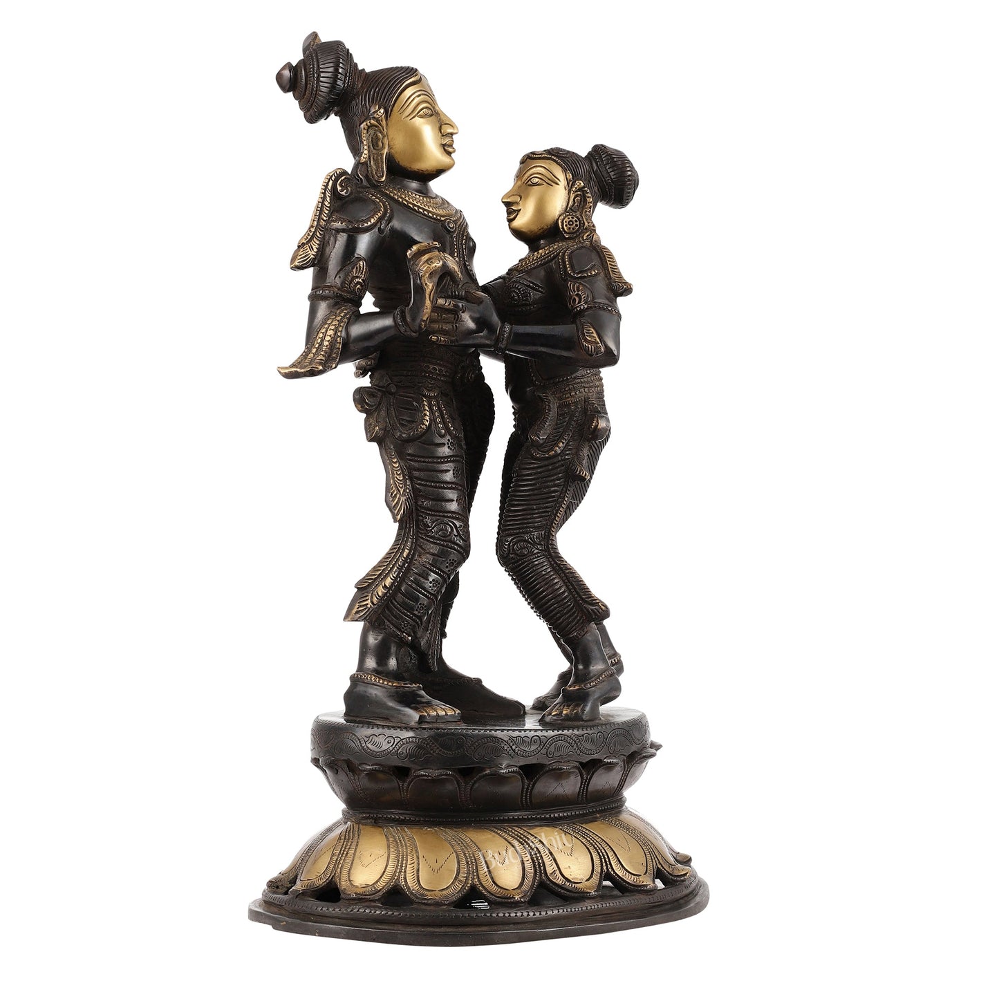 Spectacular Handcrafted Radha Krishna Brass Idol - 20.5" - Budhshiv.com