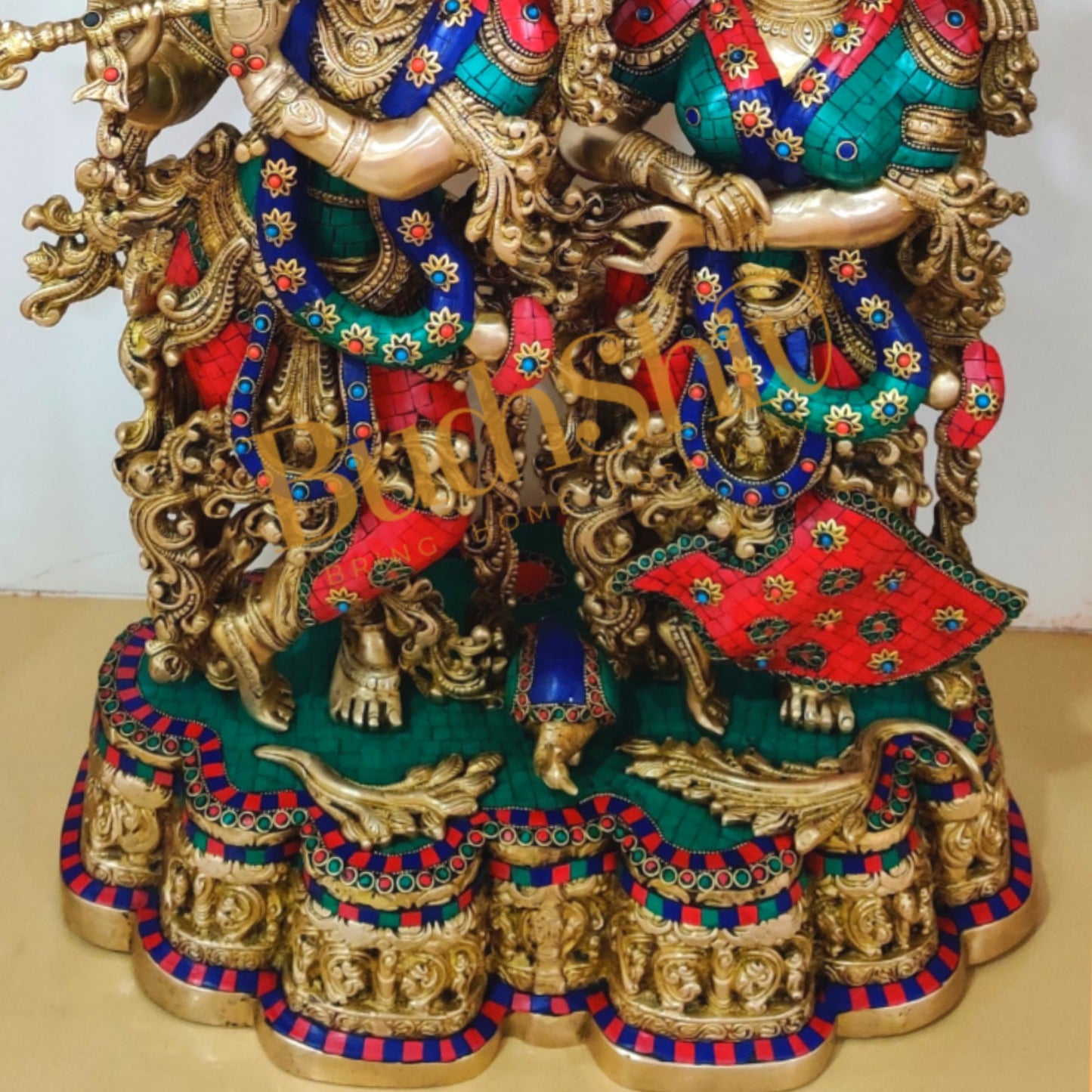 Stunning Handmade Brass Radha krishna Idol together 28 inch - Budhshiv.com