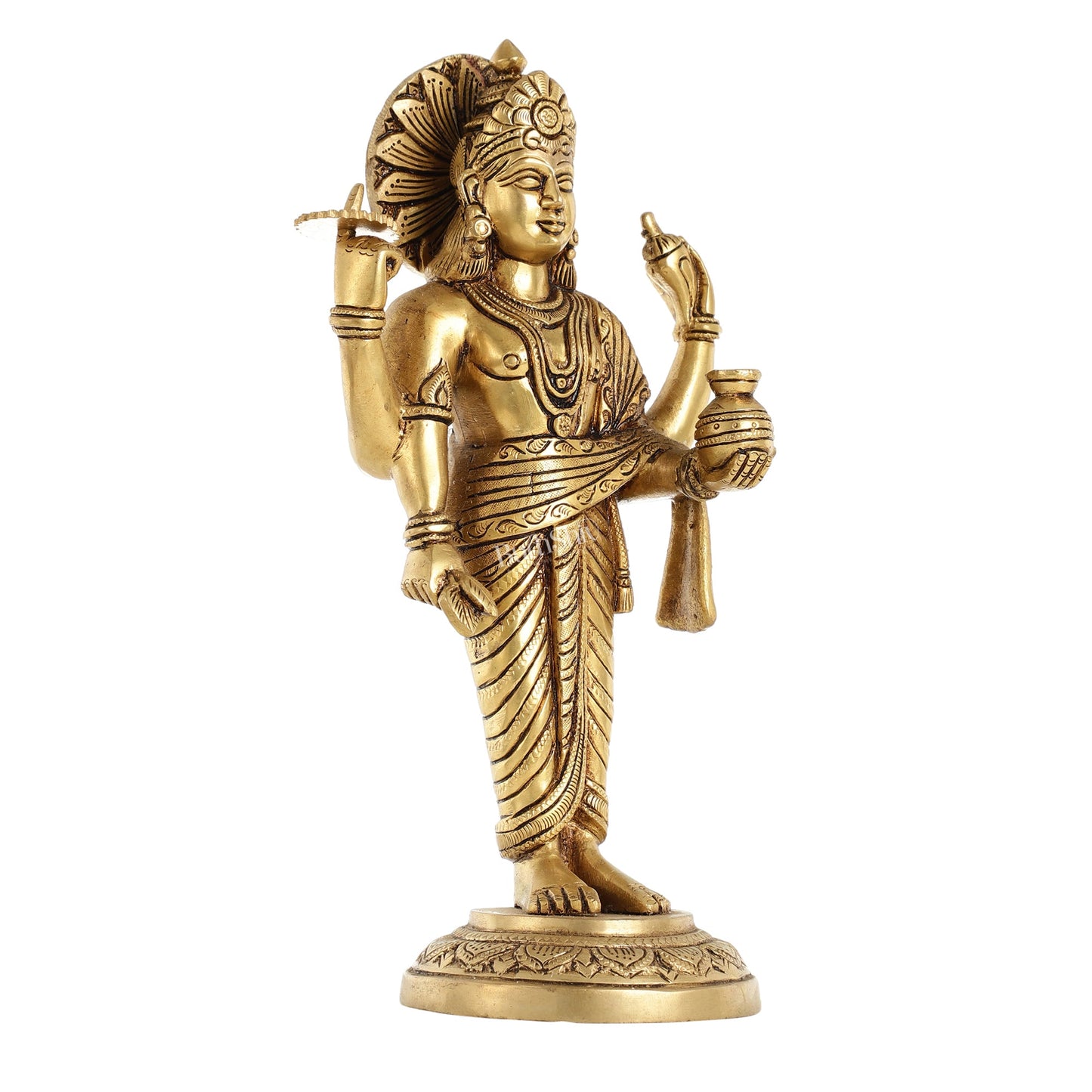 Superfine Brass Dhanvantari Statue - 12.5 Inch - Budhshiv.com