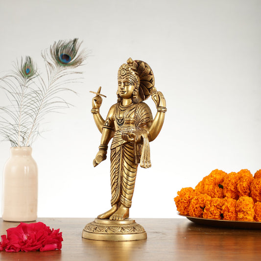 Superfine Brass Dhanvantari Statue - 12.5 Inch - Budhshiv.com