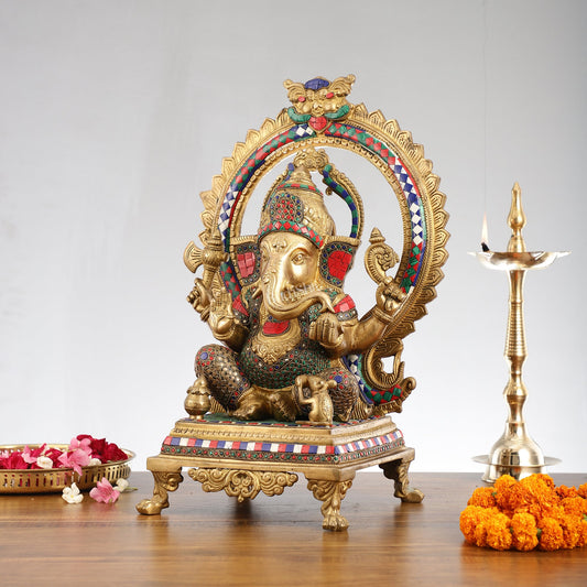 Superfine Brass Ganapathi Statue - 20x13x10 Inch - Budhshiv.com