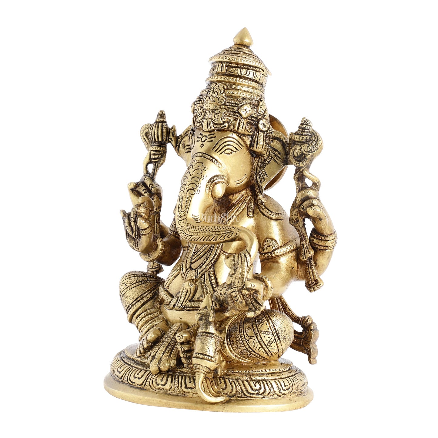Superfine Brass Ganesha Idol Statue Murti - 11 inch - Budhshiv.com