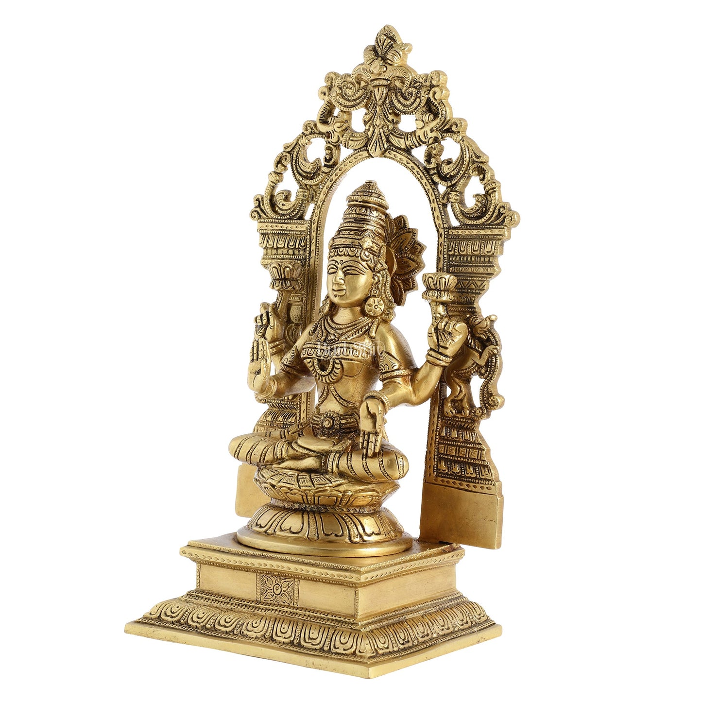 Superfine Brass Goddess Lakshmi Idol with Frame - 12x9x7 inch - Budhshiv.com