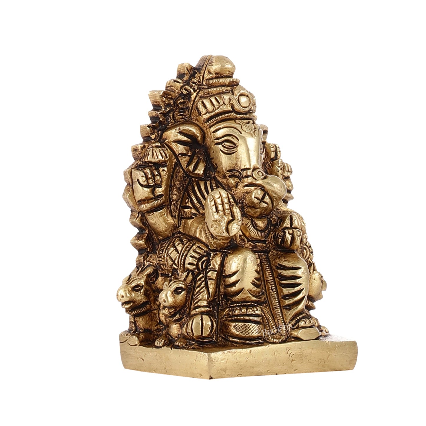 Superfine Brass lal bagh ka raja Ganesha Idol | Height 3.5 inch - Budhshiv.com