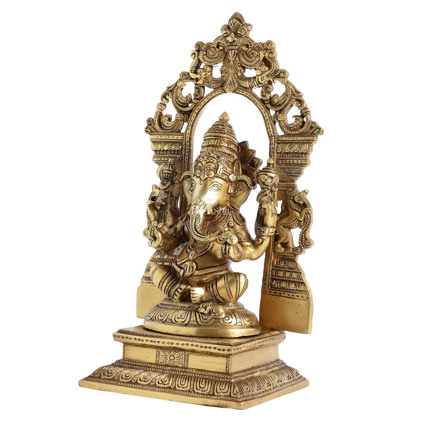 Superfine Brass Lord Ganesha Idol with Frame - 12x9x7 inch - Budhshiv.com