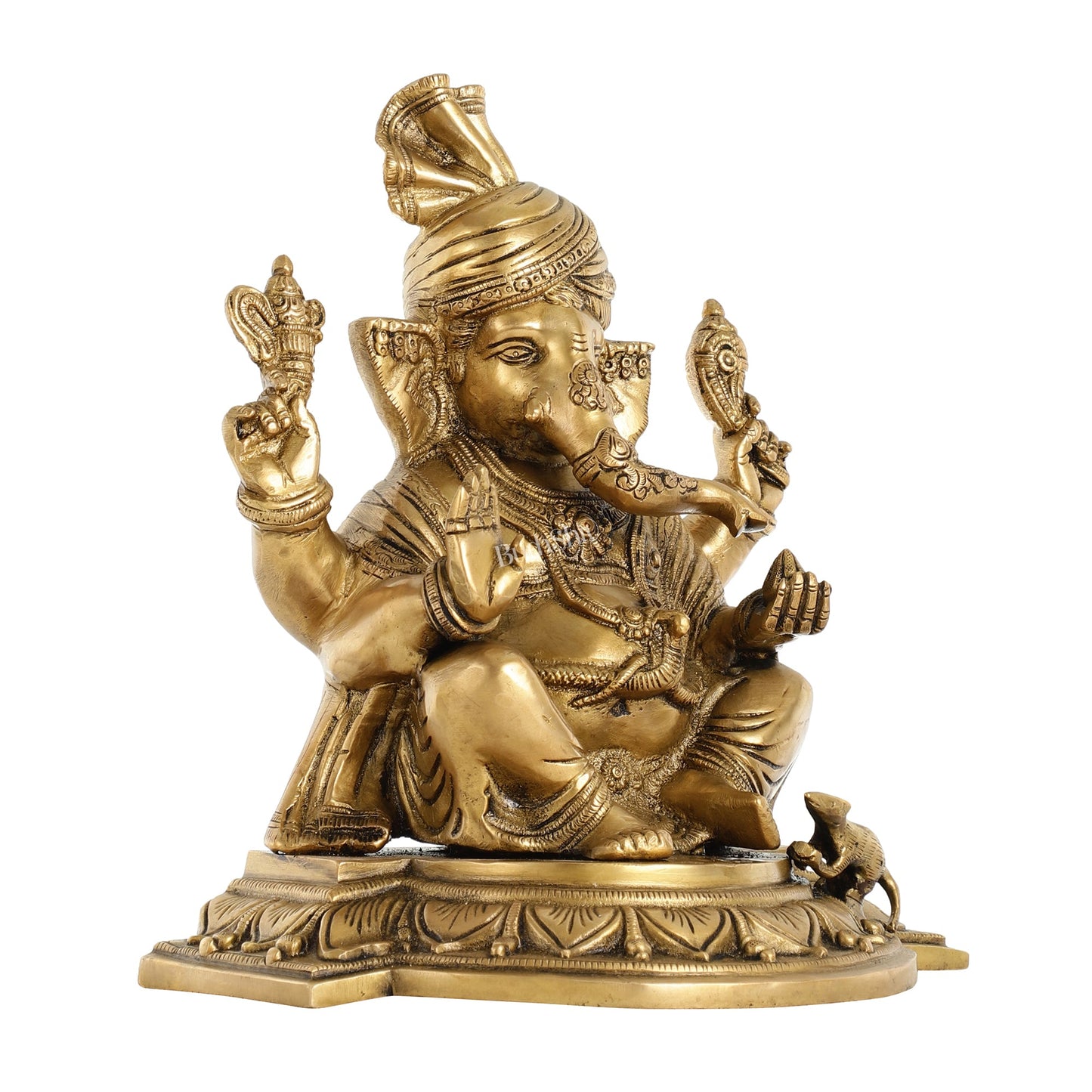 Superfine Brass Lord Ganesha Statue with Turban - 12 Inch - Budhshiv.com