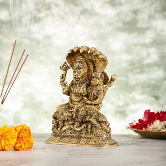Superfine Brass Narsimha Lakshmi Idol Statue - 7.5 inch - Budhshiv.com