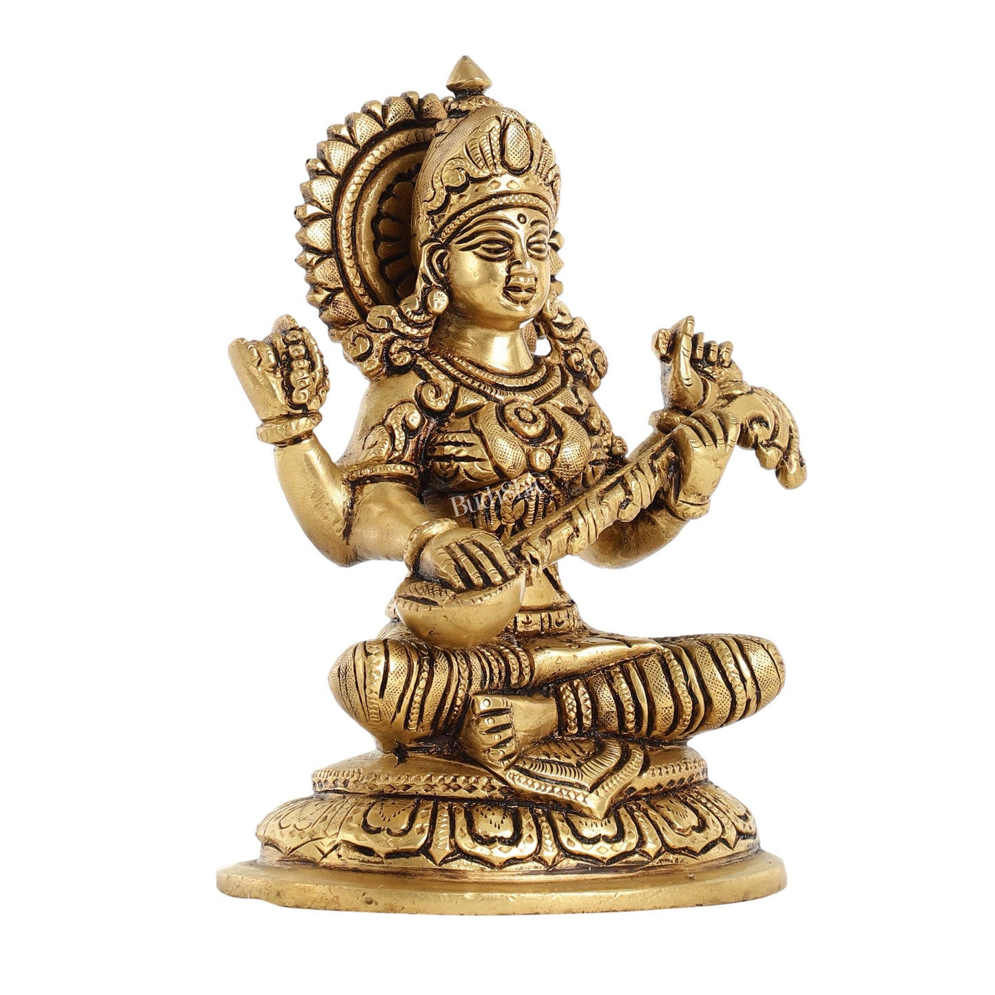 Superfine Brass Saraswati Idol - 7.5 Inch - Budhshiv.com