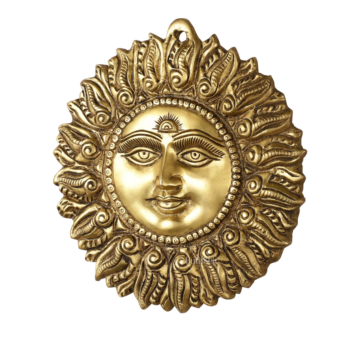 Superfine Brass Surya Dev Sun God Wall Hanging - 8.5x8.5x2 Inch - Budhshiv.com