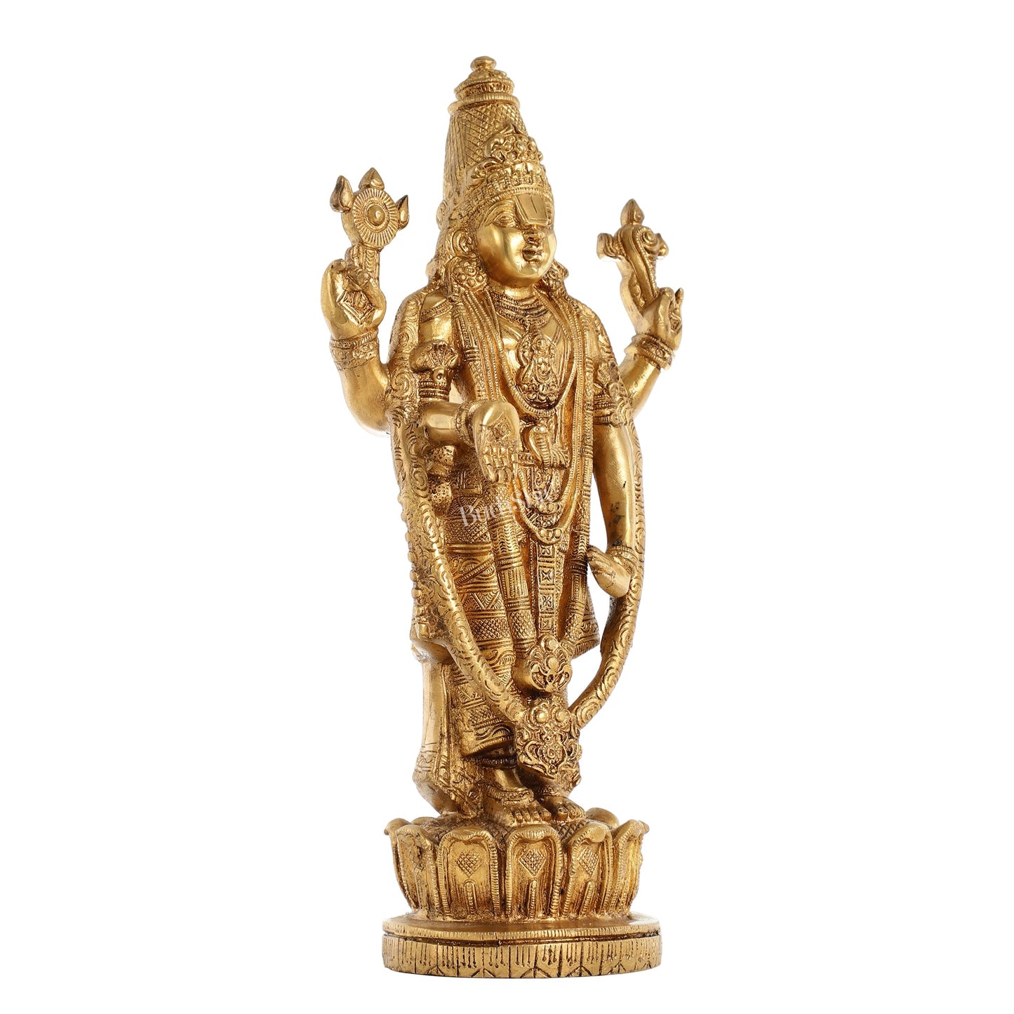Superfine Brass Tirupati Balaji Lord Venkateshwara Swamy Statue - 16 Inch - Budhshiv.com