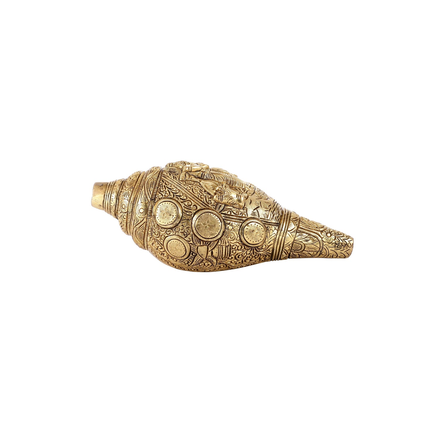 Superfine Handcrafted Shankh with Radha Krishna Carvings 9 inch - Budhshiv.com