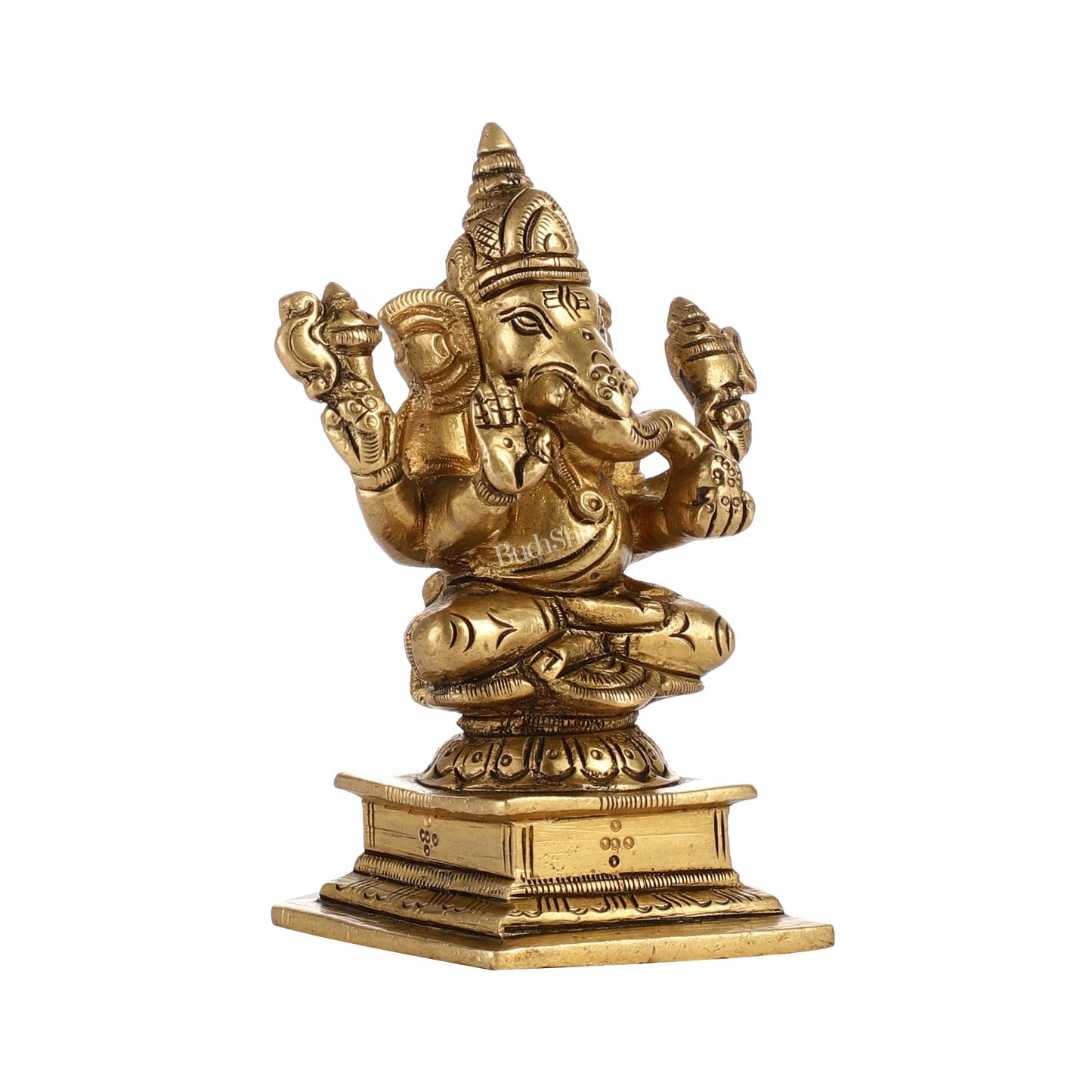 Superfine Small Brass Ganesha Idol | 4 inch - Budhshiv.com
