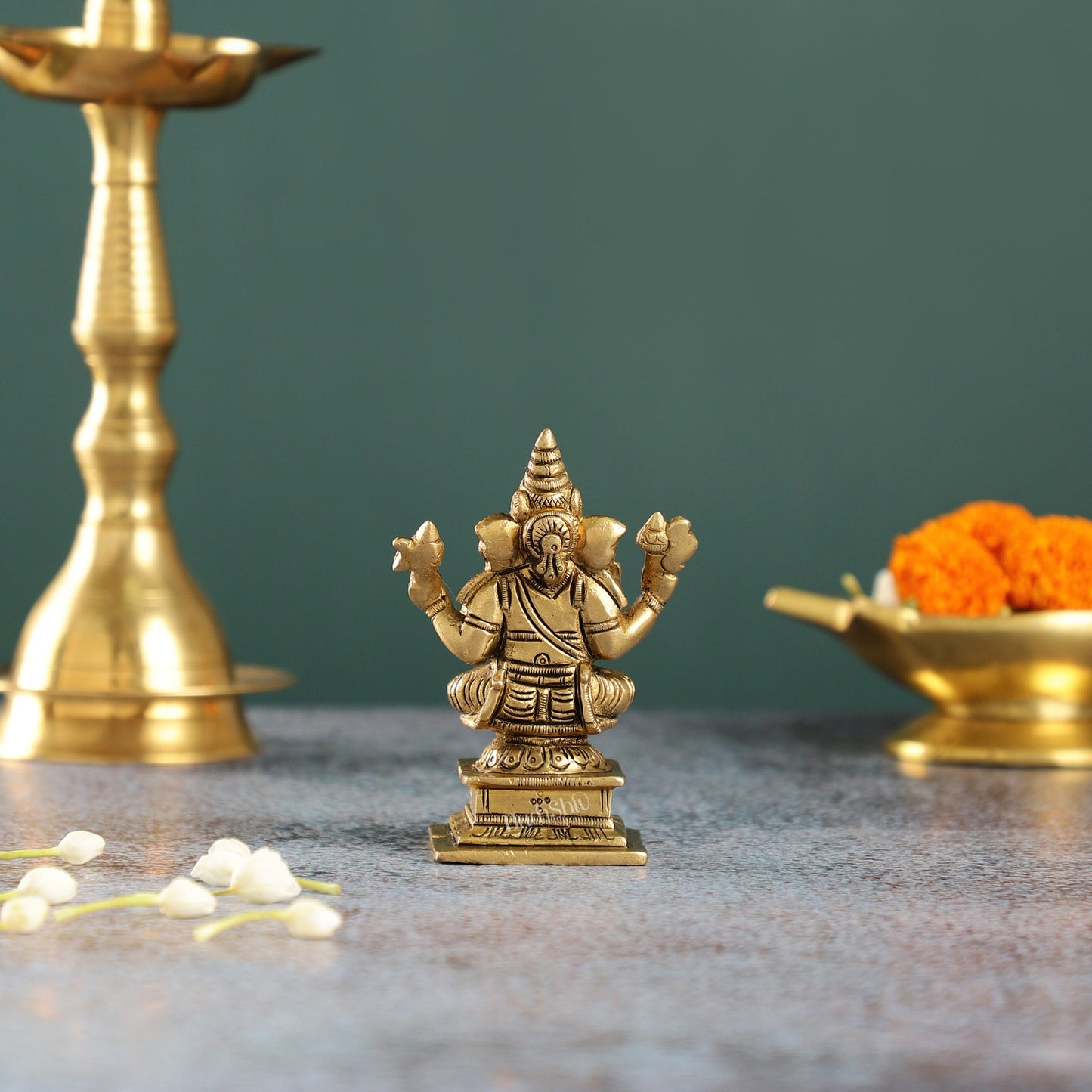 Superfine Small Brass Ganesha Idol | 4 inch - Budhshiv.com