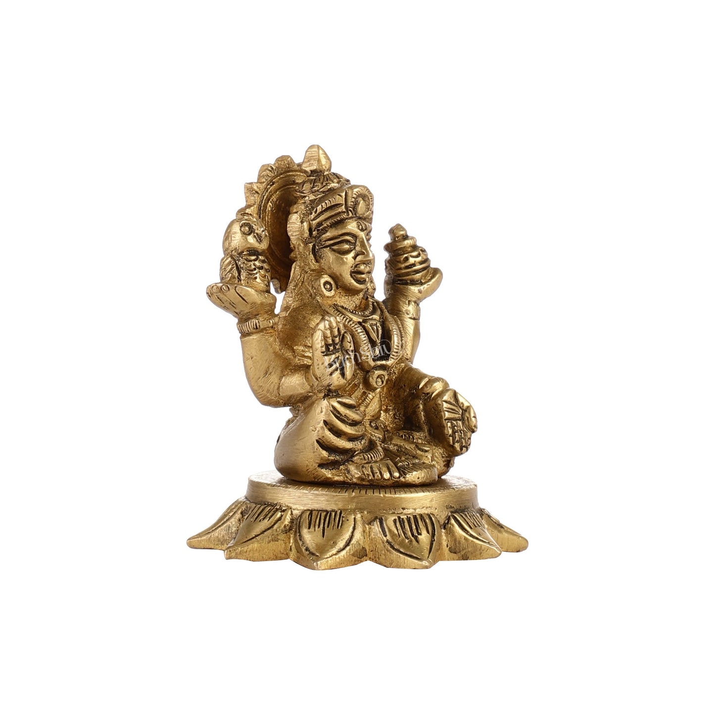 Superfine Small Brass Lakshmi Idol with owl | 3" Height - Budhshiv.com