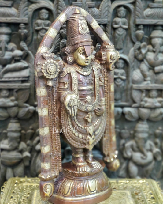 Tirupati Balaji Brass statue 22 inch | Handcrafted in India Brown finish - Budhshiv.com