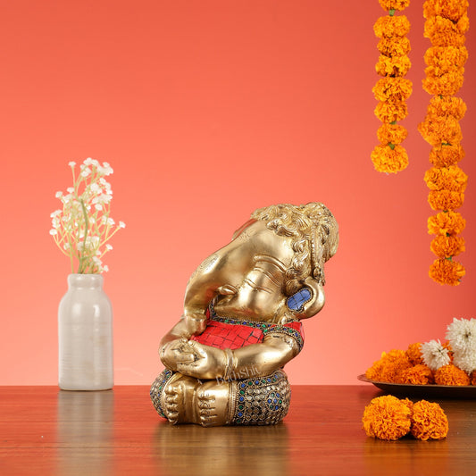 Unique Baby Ganesha Brass idol 9 inches - Budhshiv.com