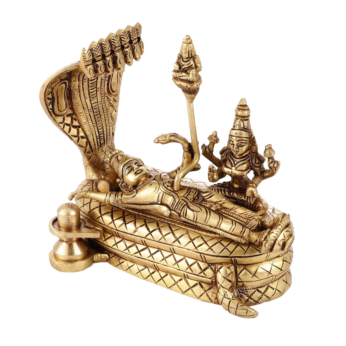 Vishnu lakshmi Elegant 5 Inch Lord Anantha Padmanabha Brass Murti Idol - Budhshiv.com