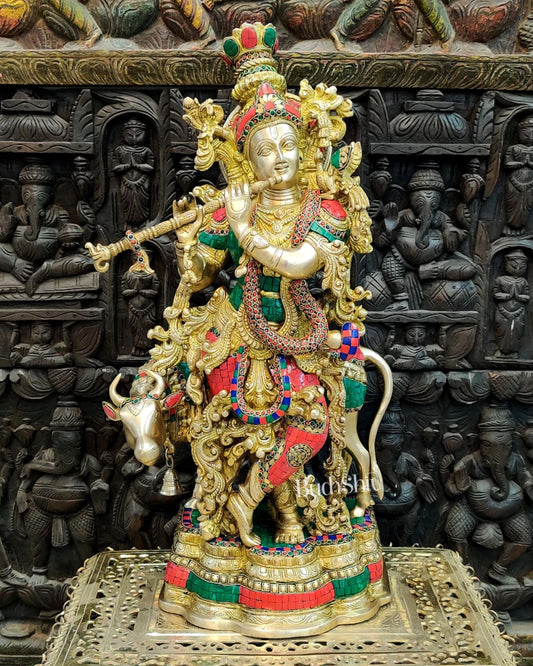 Unveiling Divine Grace: Brass Krishna Idols and Statues - Budhshiv.com