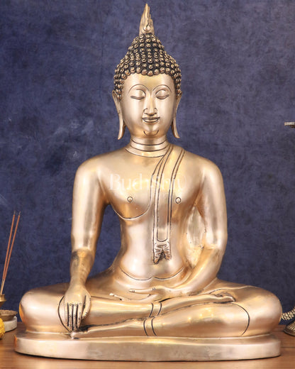 Pure Brass Large Buddha in Bhoomisparsha Nirvana Mudra - 23