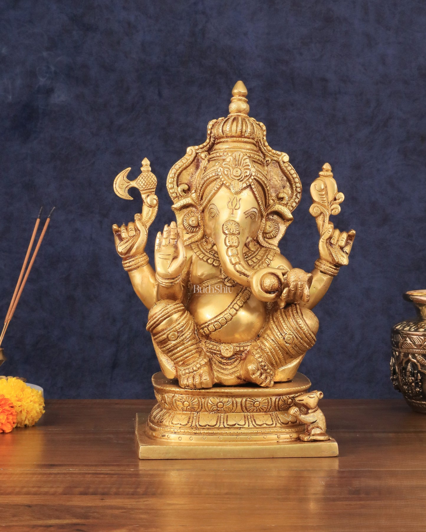 Pure Brass Cute Ganesha Statue 12 inch