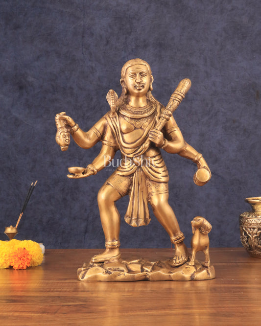 Pure Brass Large Batuk Bhairava Statue - 15"