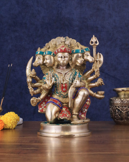 Brass Superfine Panchmukhi Hanuman 11 " statue