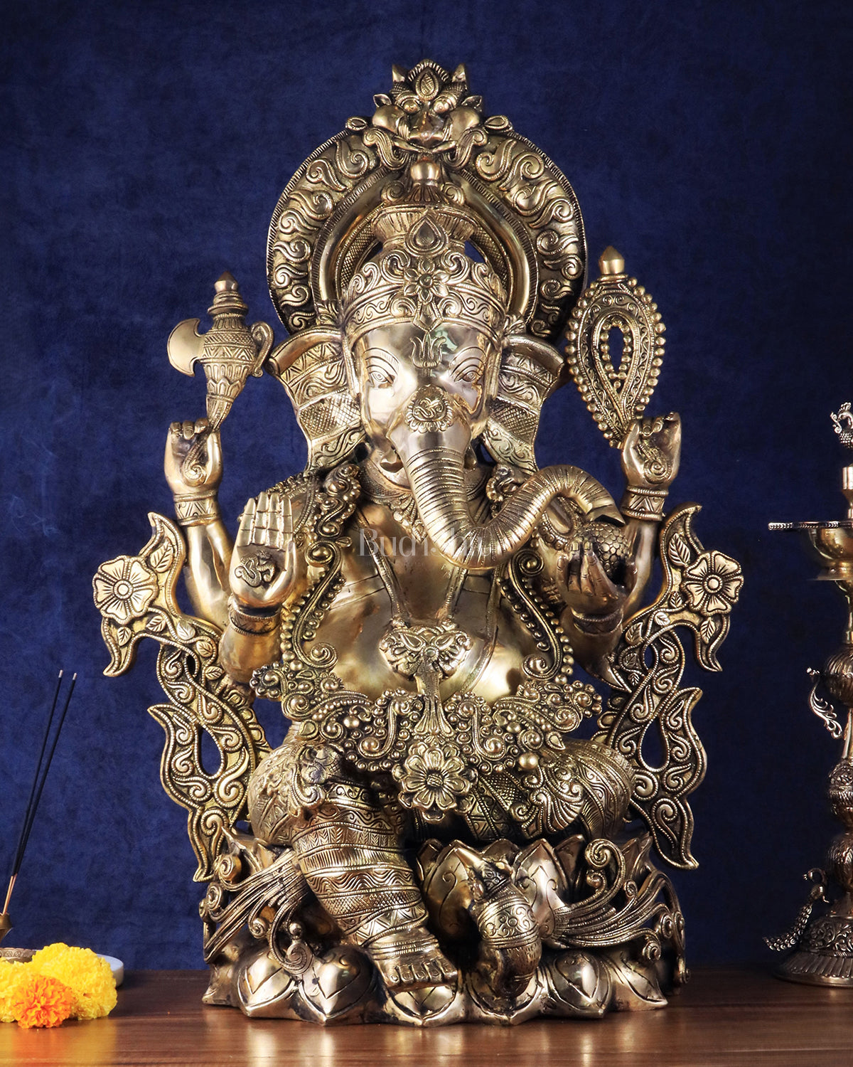 Brass Superfine Large Ganesha Statue glossy tone 29 inch