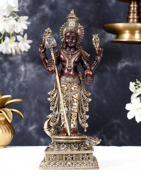 Brass Superfine Murugan Swamy (Subramanya Kartikeya) Idol (8 Inch ) antique dual tone