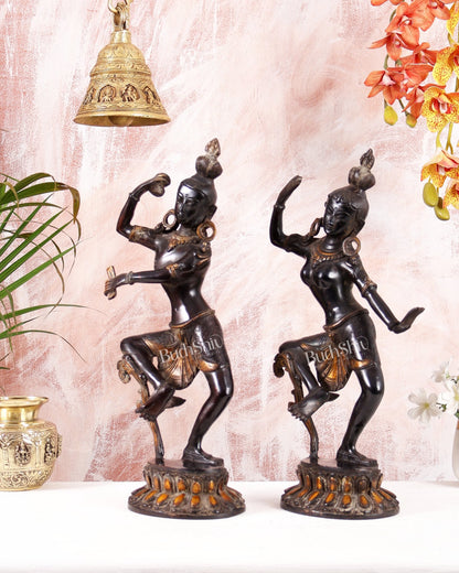 15" Lord Shiva and Parvati Dancing Idols - Pure Brass - Budhshiv.com