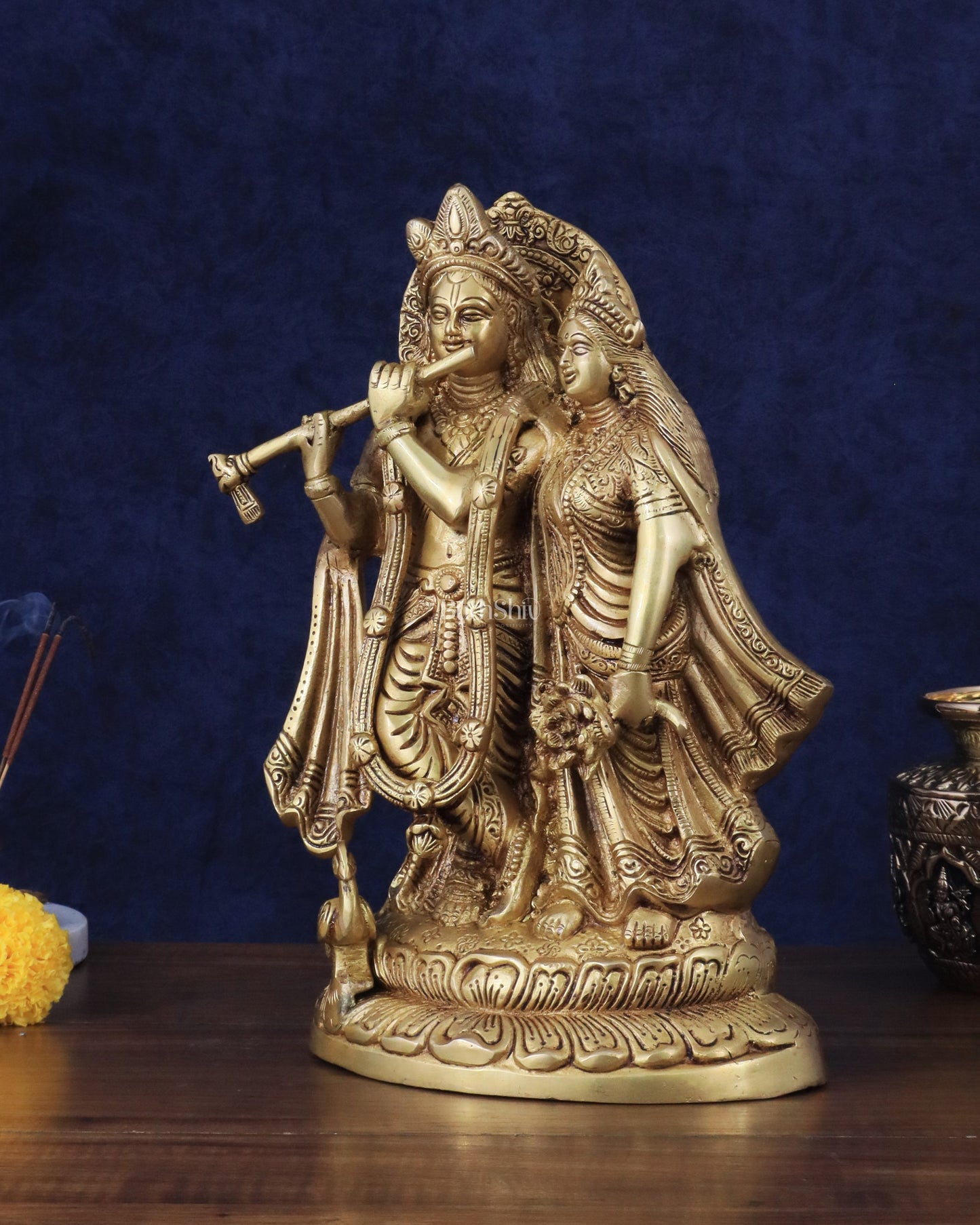 Brass Superfine Radha Krishna together idol - 12 inches