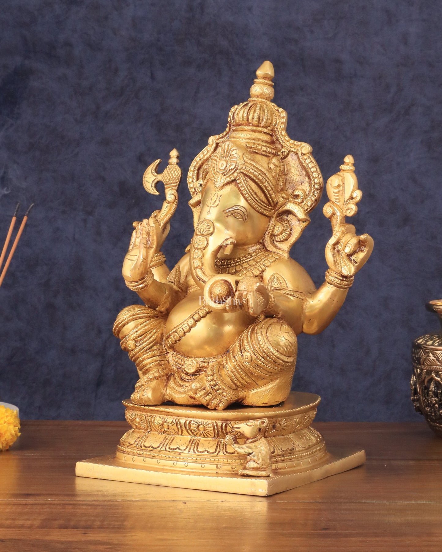 Pure Brass Cute Ganesha Statue 12 inch