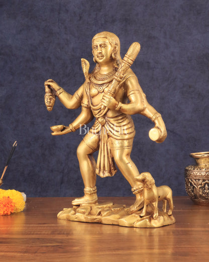 Pure Brass Large Kaal Bhairava Statue - 15" golden