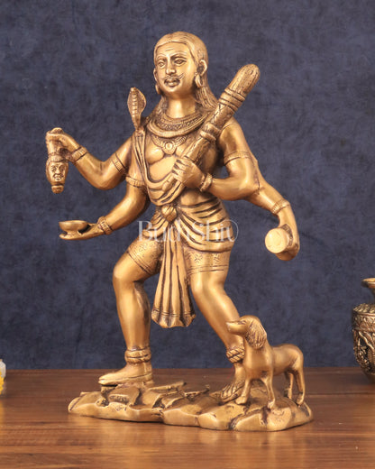 Pure Brass Large Kaal Bhairava Statue - 15"