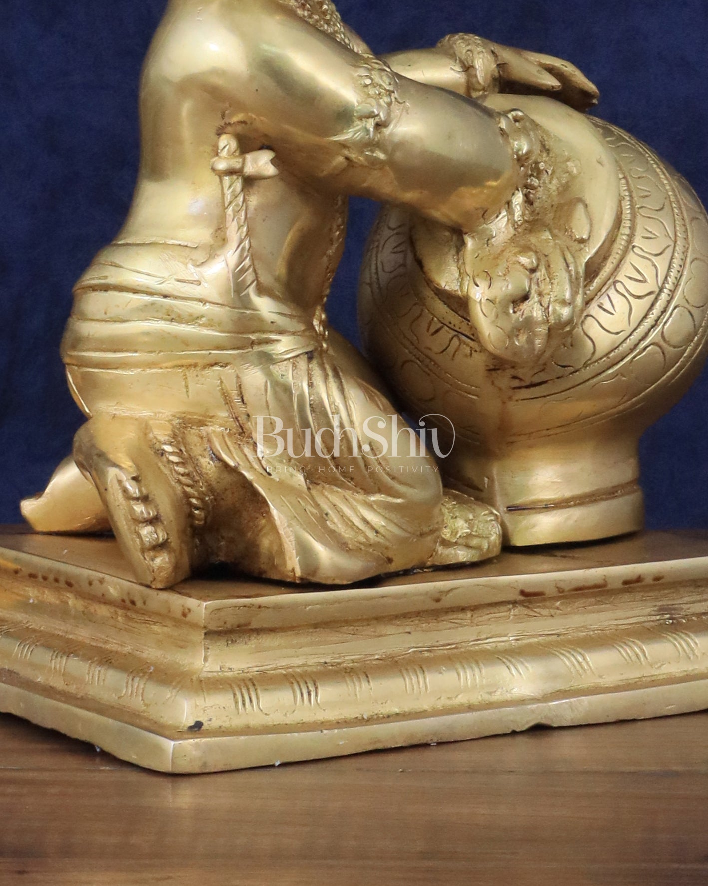 Pure Brass Large Baby Krishna as Makhan Chor Statue - 12"