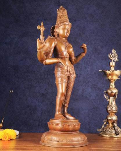 Superfine Brass Ardhanarishwara Statue - 27" Vintage Bronze Tone