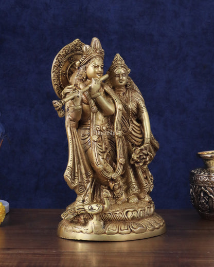 Brass Superfine Radha Krishna together idol - 12 inches