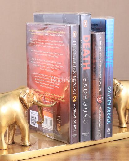 Brass Elephant Book Holder Showpiece – Pair 14.5"