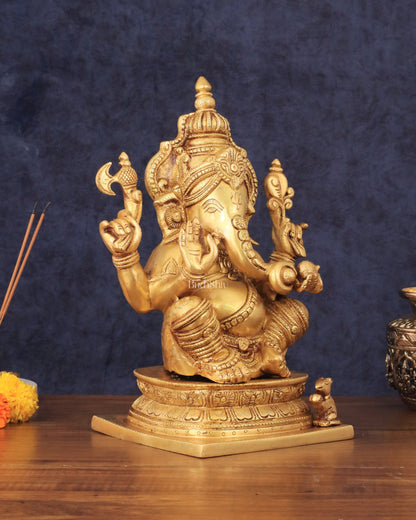 Pure Brass Cute Ganesha Statue 12 inch