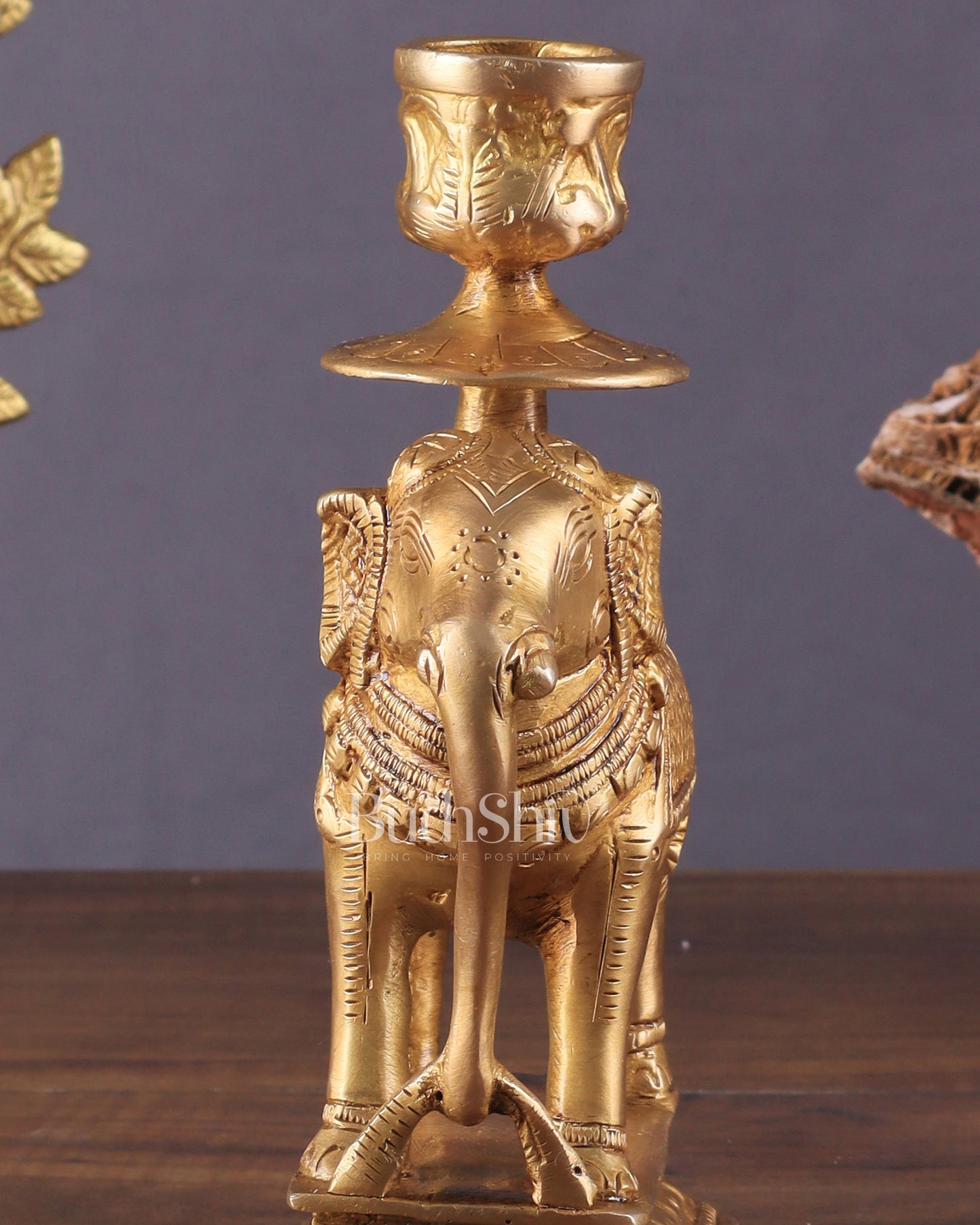 Unique Brass Elephant Candle Holder 6.5"