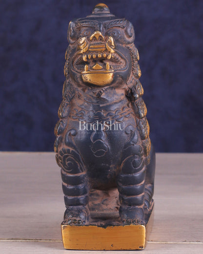 Brass Tibetan Snow Lion Showpiece – Symbol of Strength and Protection sand finish