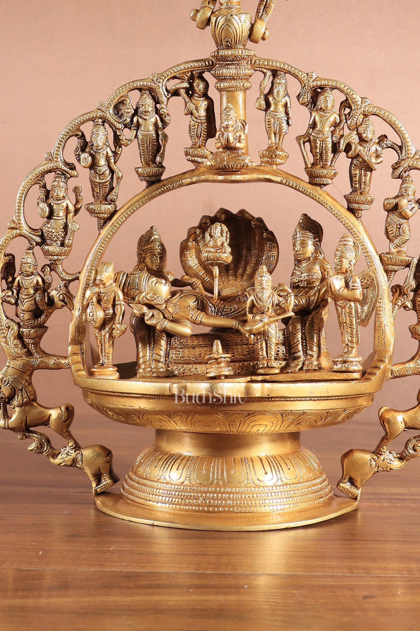 Pure Brass Large Lord Vishnu Darbar dashavatar Hanging Lamp 52"