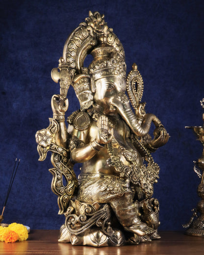 Brass Durga Darbar Shankh  – 4.5"x9.5"x4.5", 2 kg